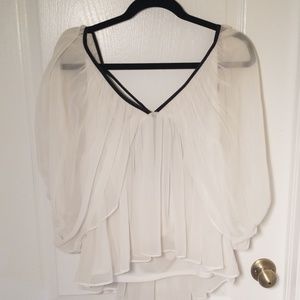 White and black sheer flowy blouse